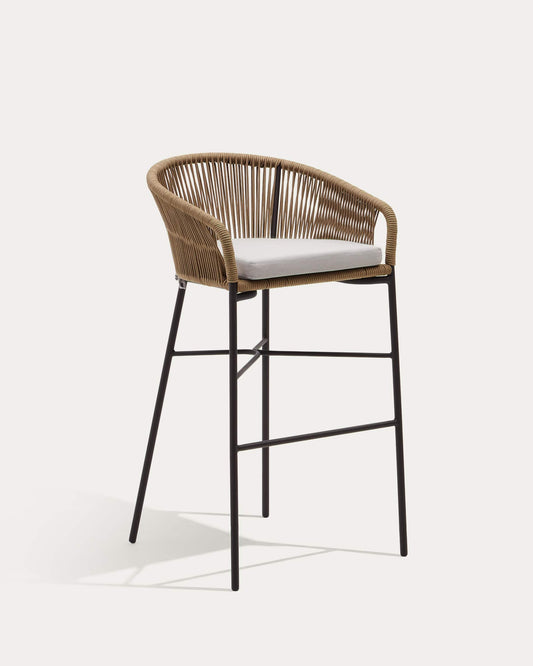 Sgabello Yanet in corda beige altezza 80 cm