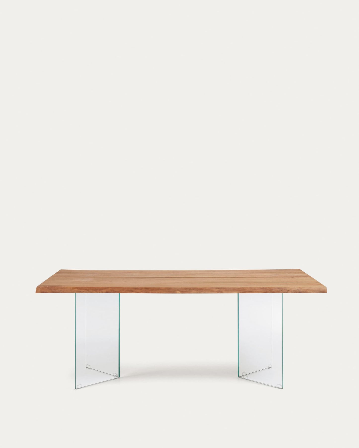 Tavolo Lotty impiallacciato rovere in finitura naturale e gambe in vetro 180 x 100 cm