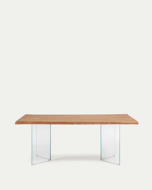 Tavolo Lotty impiallacciato rovere in finitura naturale e gambe in vetro 180 x 100 cm