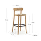 Sgabello Romane legno di faggio naturale impiallacciato frassino e rattan altezza 75 cm