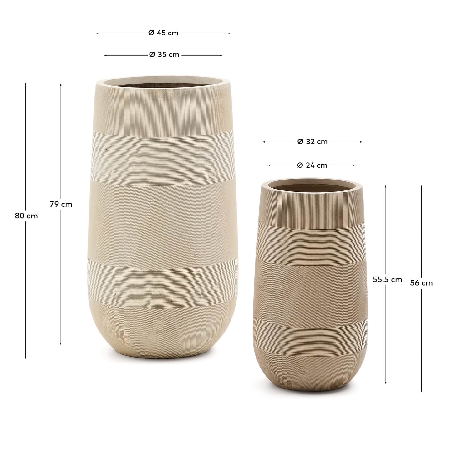 Fioriera Tival effetto cemento beige Ø 45 cm / Ø 32 cm