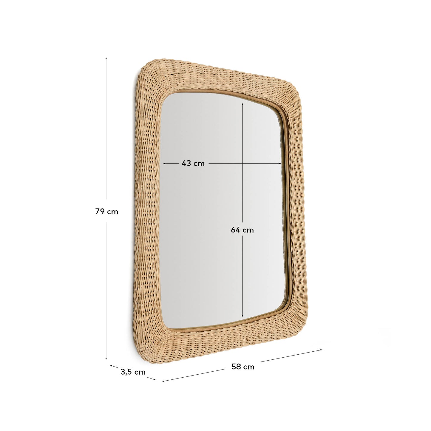 Specchio in rattan Zilna 58 x 79 cm