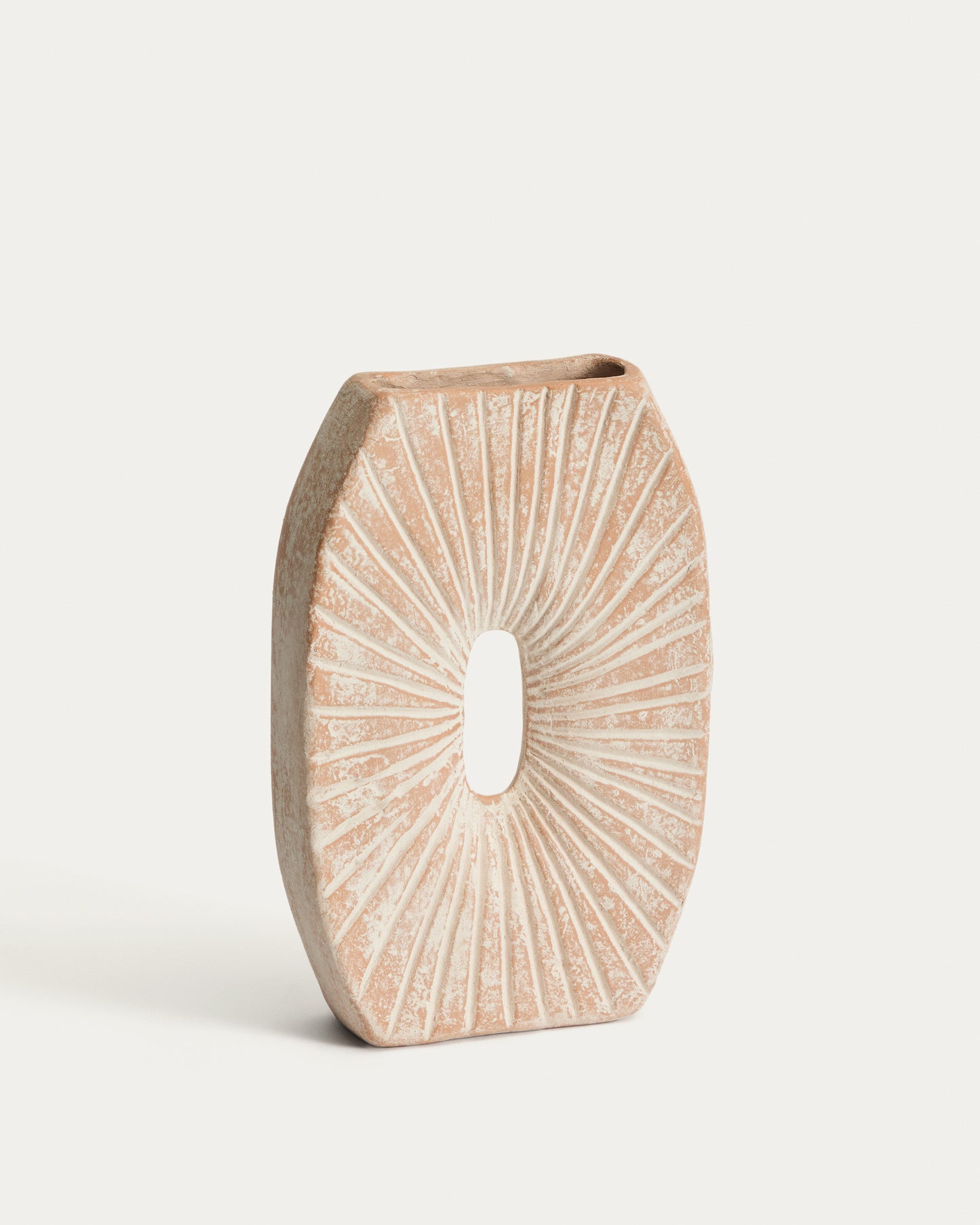 Vaso Valura in cartapesta rosa e beige 31 cm