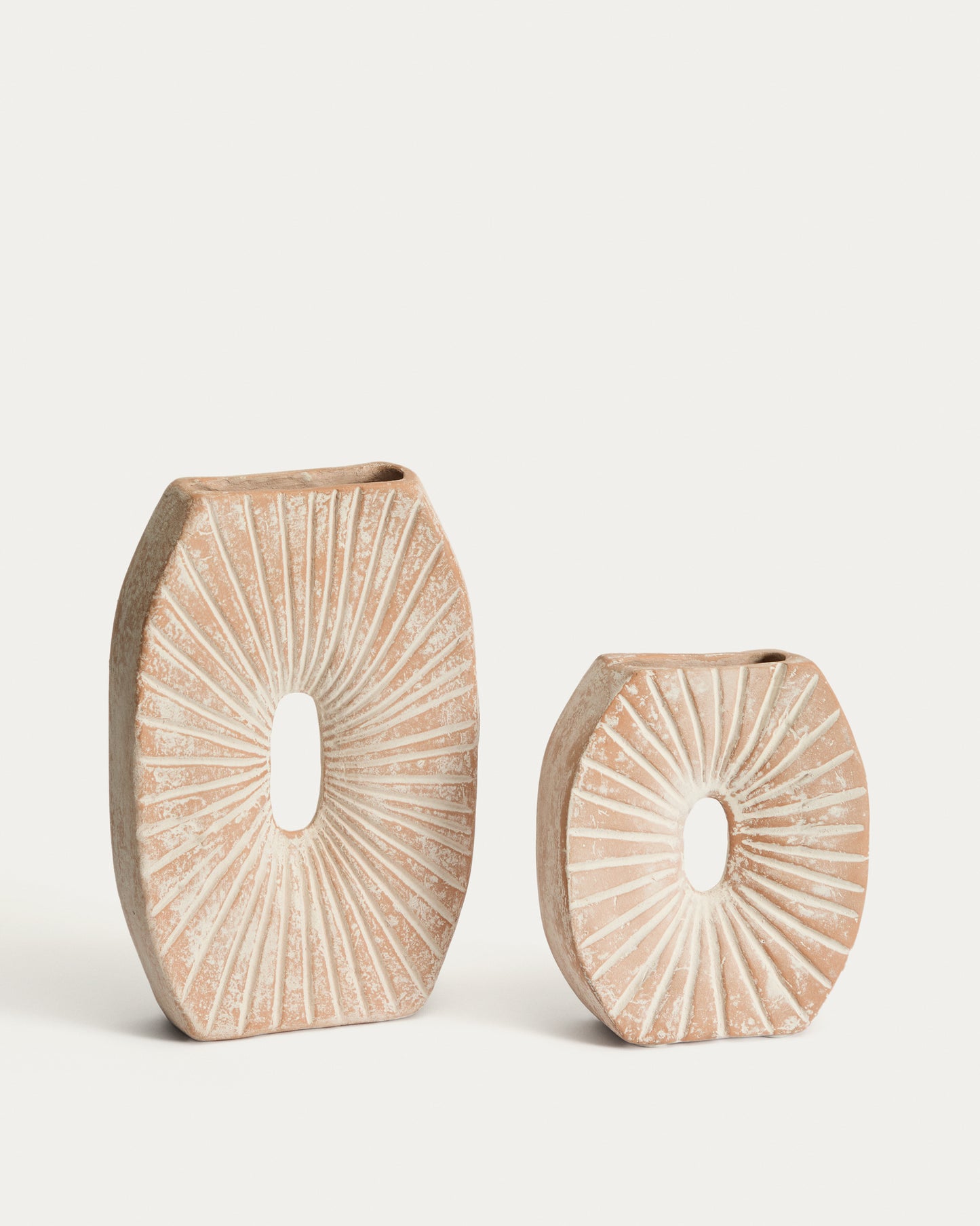 Vaso Valura in cartapesta rosa e beige 31 cm