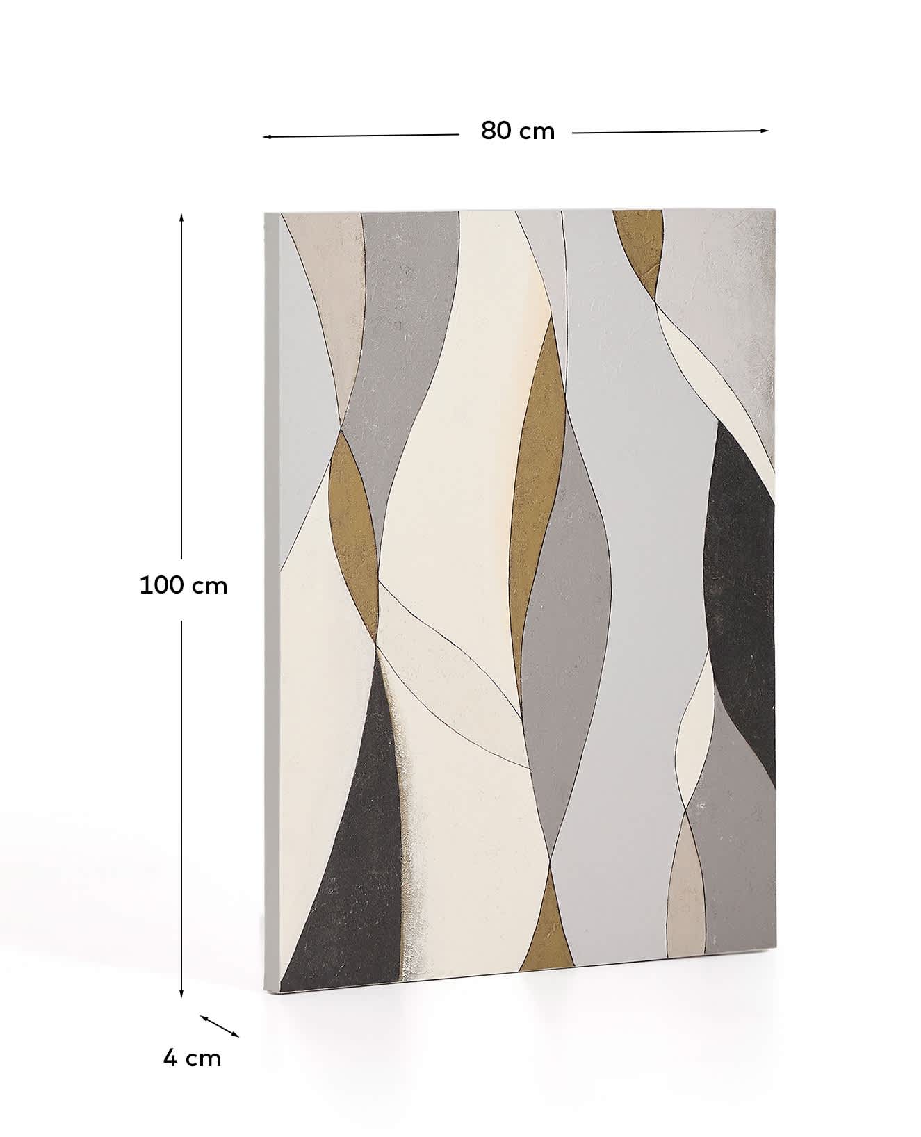 Tela astratta Marvilo grigio e senape 80 x 100 cm