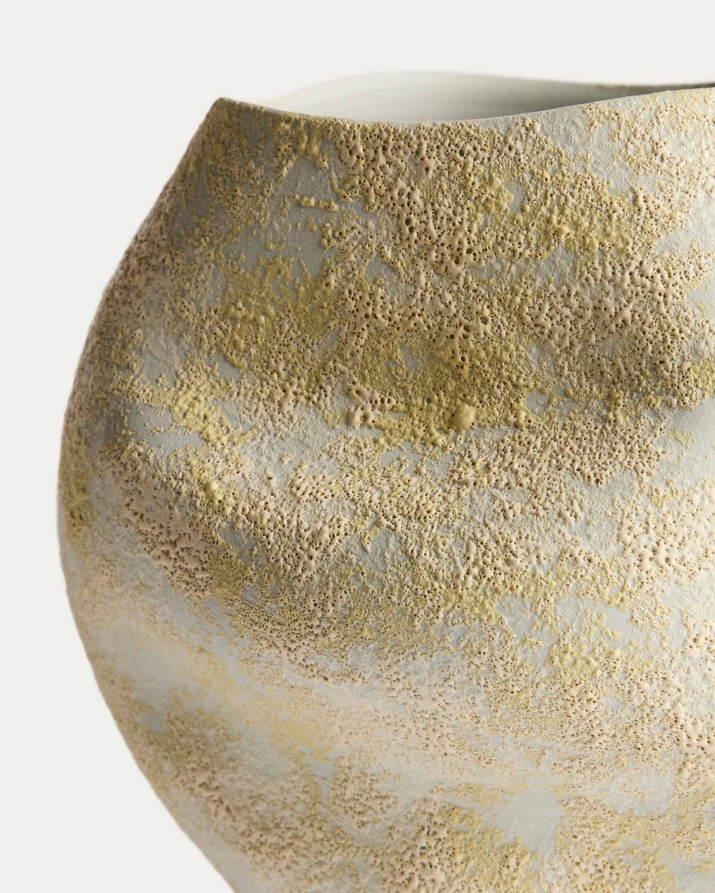 Vaso Medira in ceramica ecrù e gialla 35,5 cm