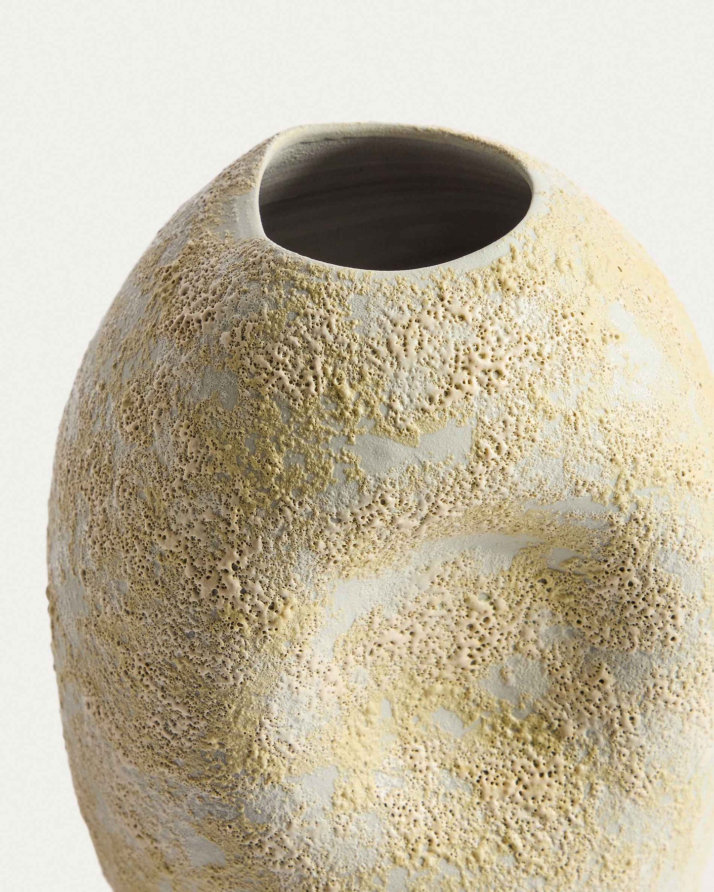 Vaso Medira in ceramica ecrù e gialla 32,5 cm