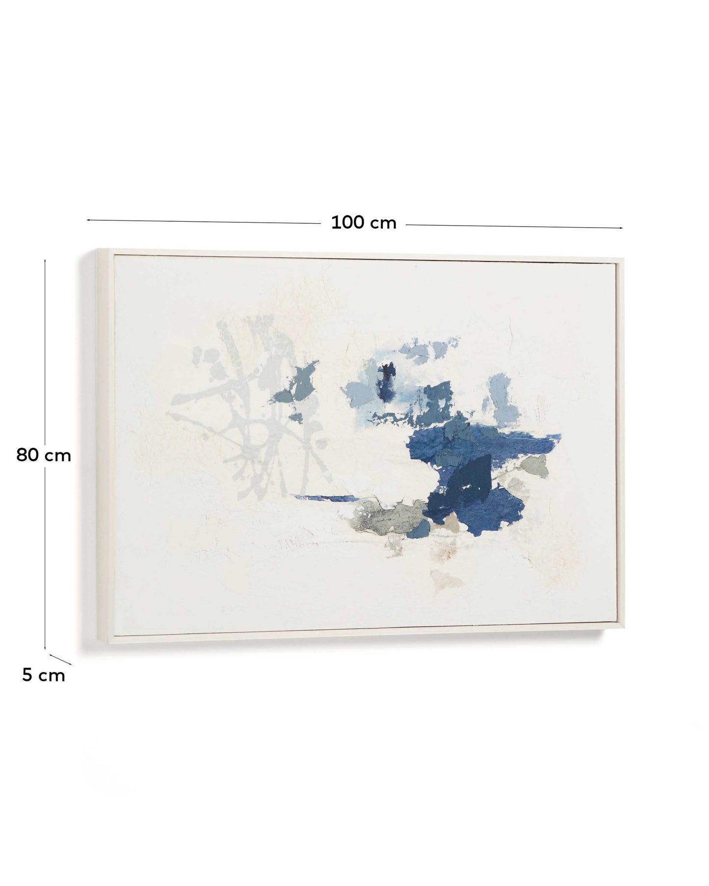 Quadro astratto Erale grigio e blu dipinto a mano (60 x 90 cm)