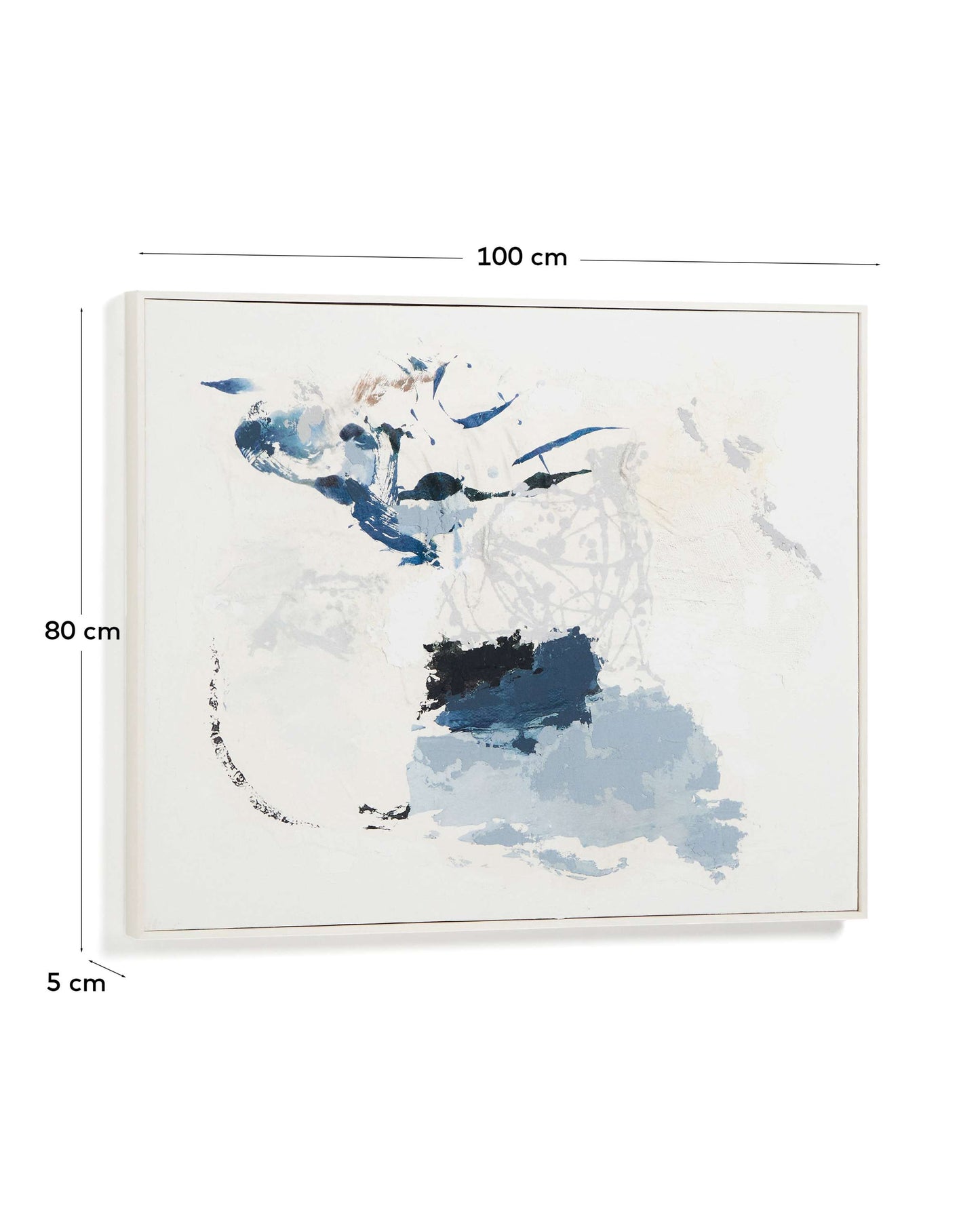 Quadro astratto Erale grigio e blu dipinto a mano (80 x 100 cm)