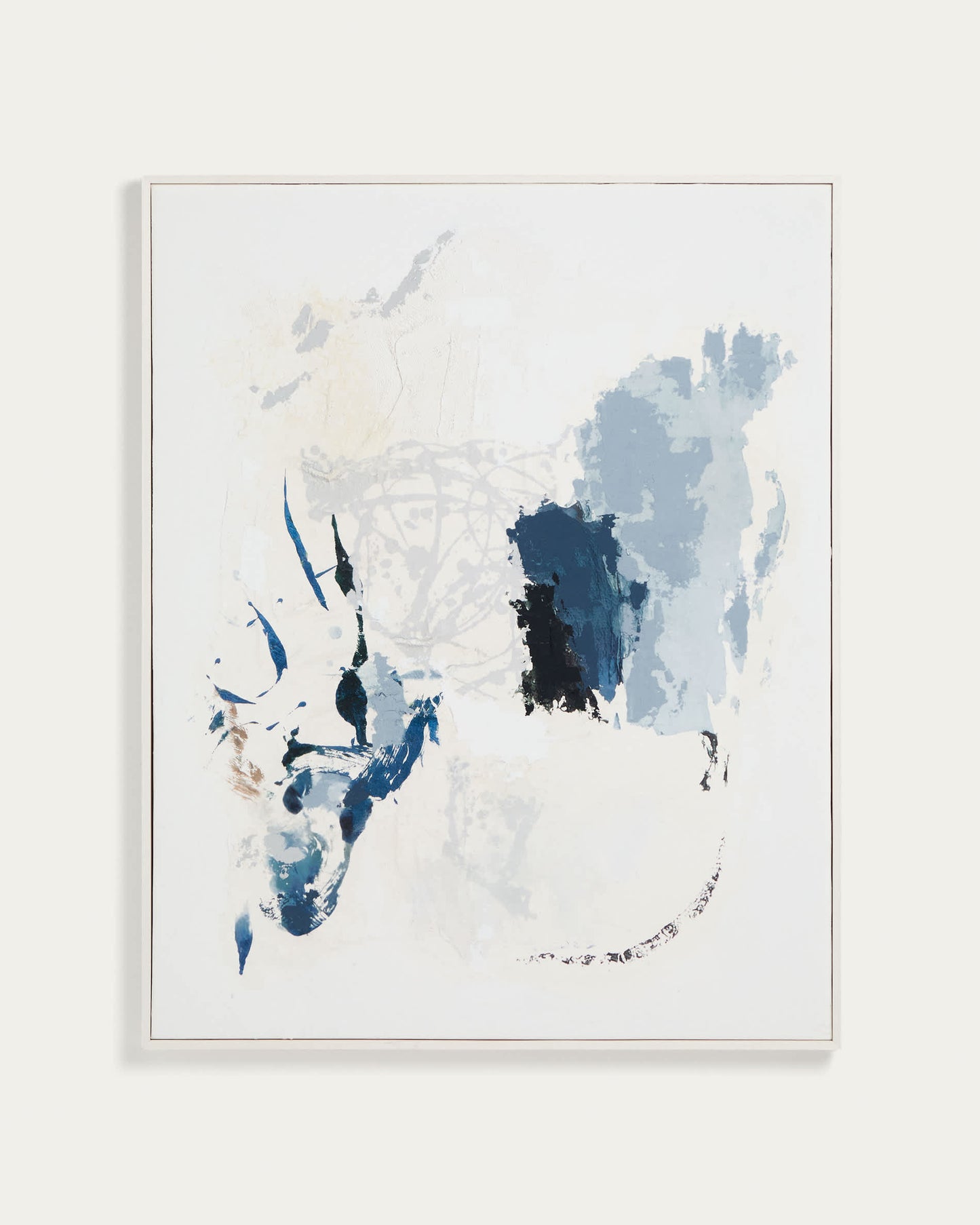 Quadro astratto Erale grigio e blu dipinto a mano (80 x 100 cm)