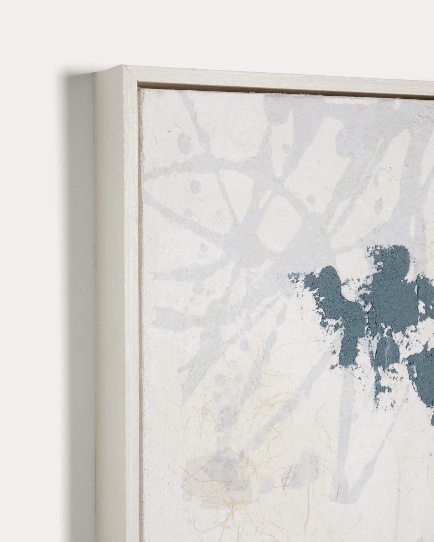 Quadro astratto Erale grigio e blu dipinto a mano (47 x 182 cm)