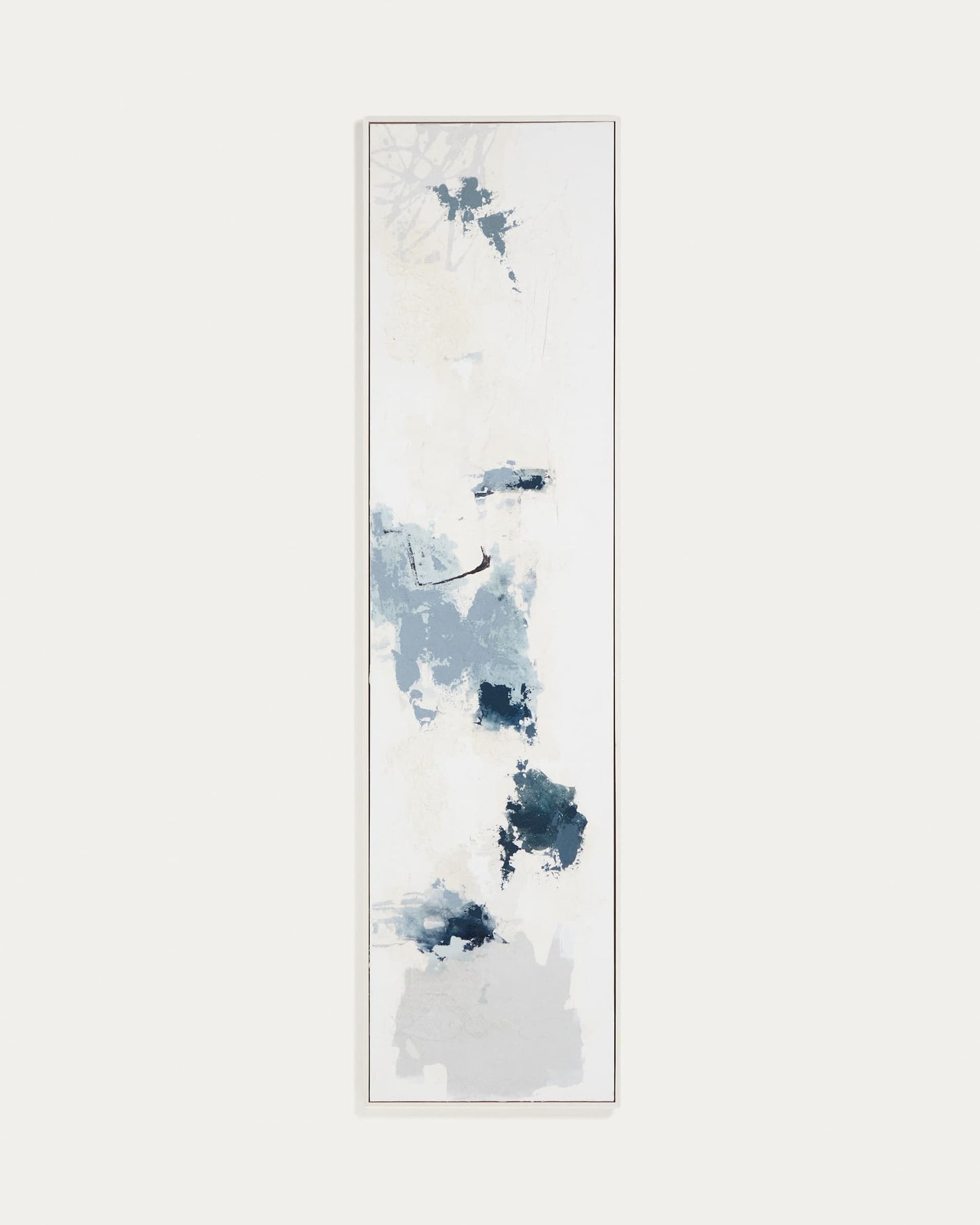 Quadro astratto Erale grigio e blu dipinto a mano (47 x 182 cm)