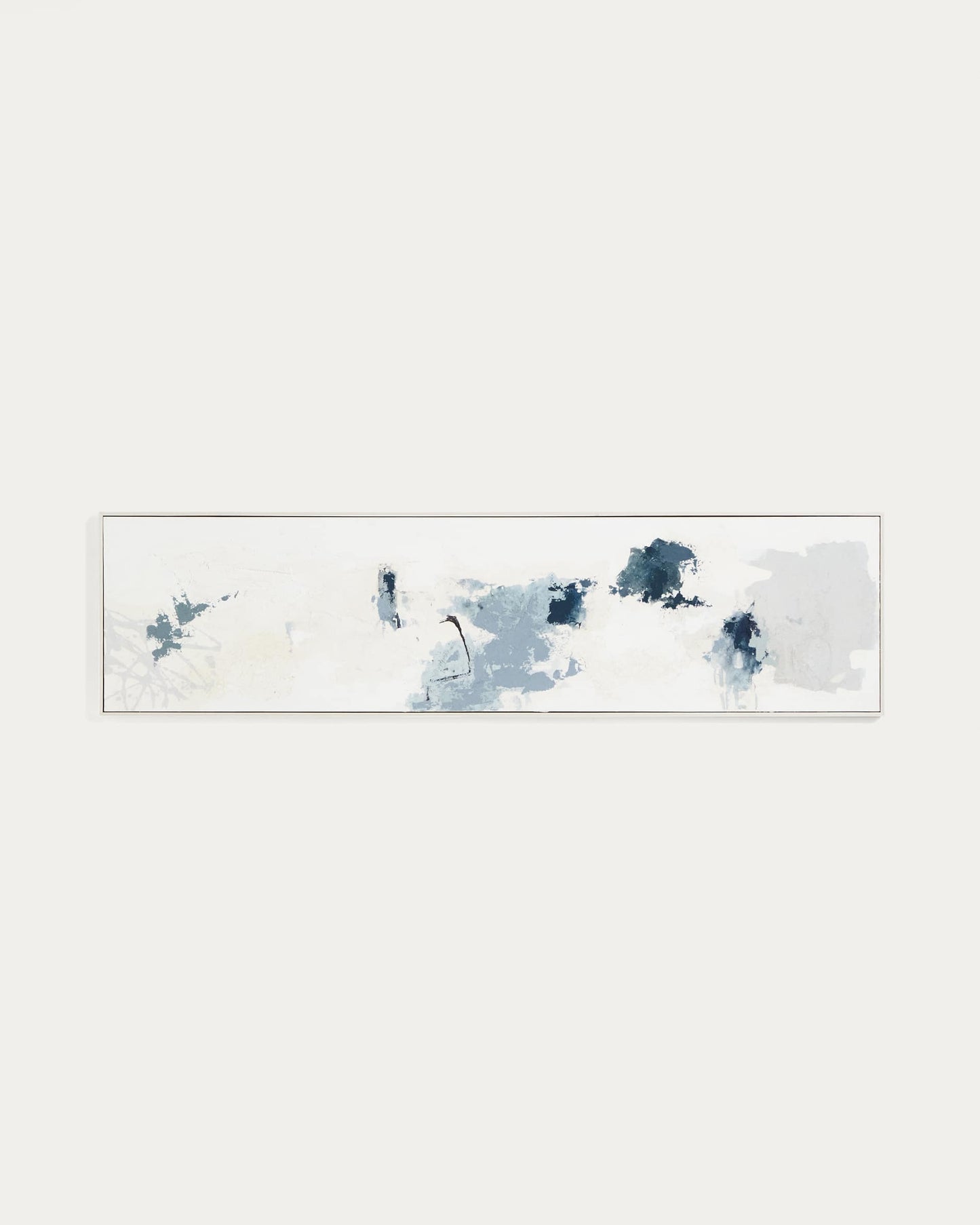 Quadro astratto Erale grigio e blu dipinto a mano (47 x 182 cm)