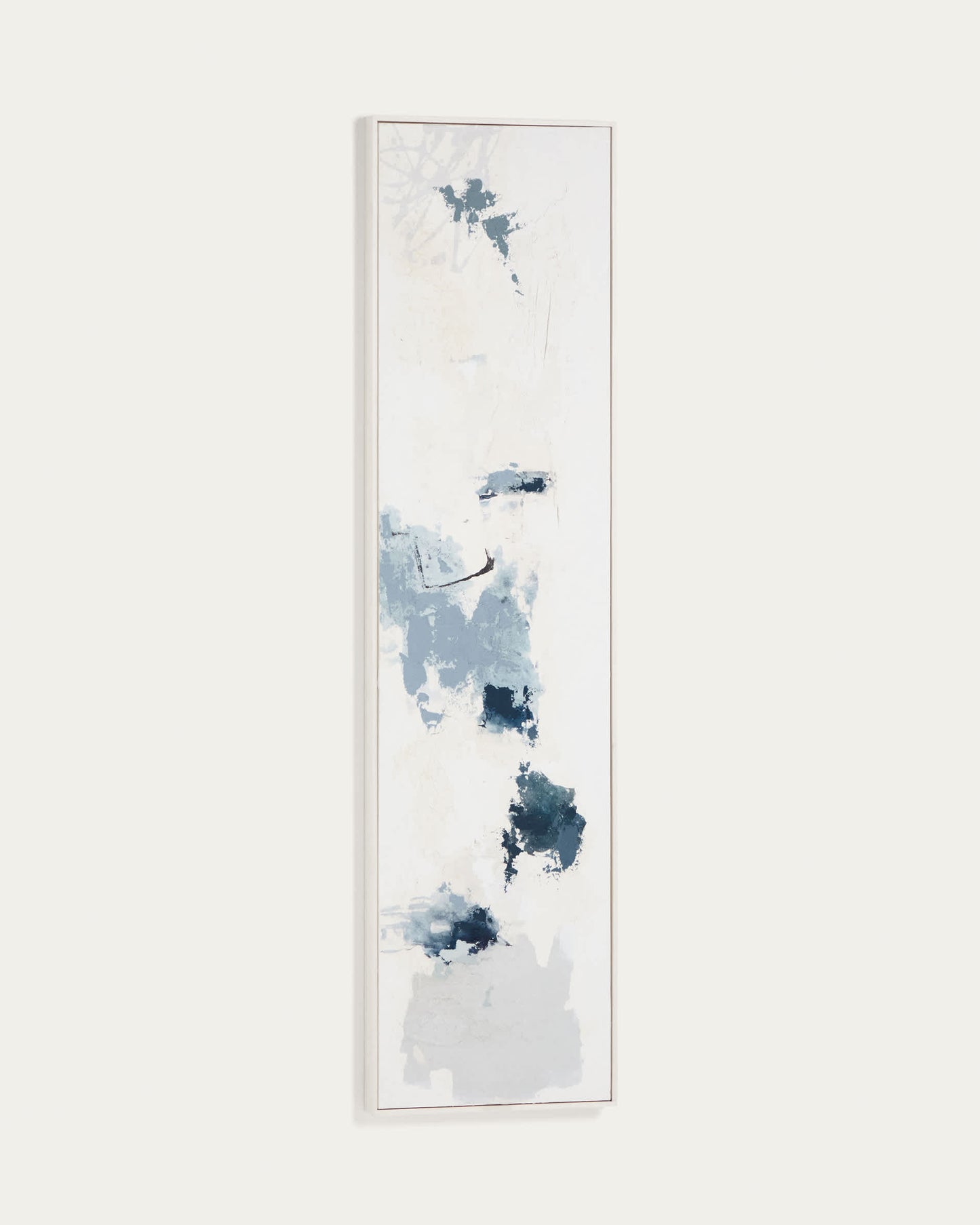Quadro astratto Erale grigio e blu dipinto a mano (47 x 182 cm)