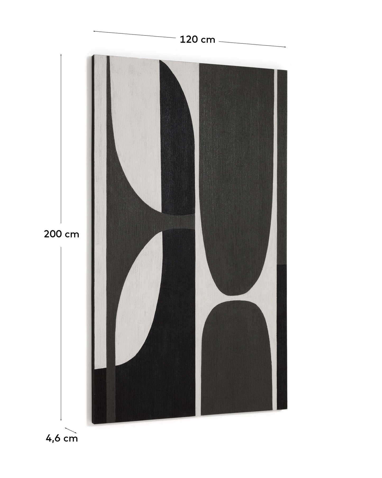 Quadro astratto Onure in bianco e nero (120 x 200 cm)