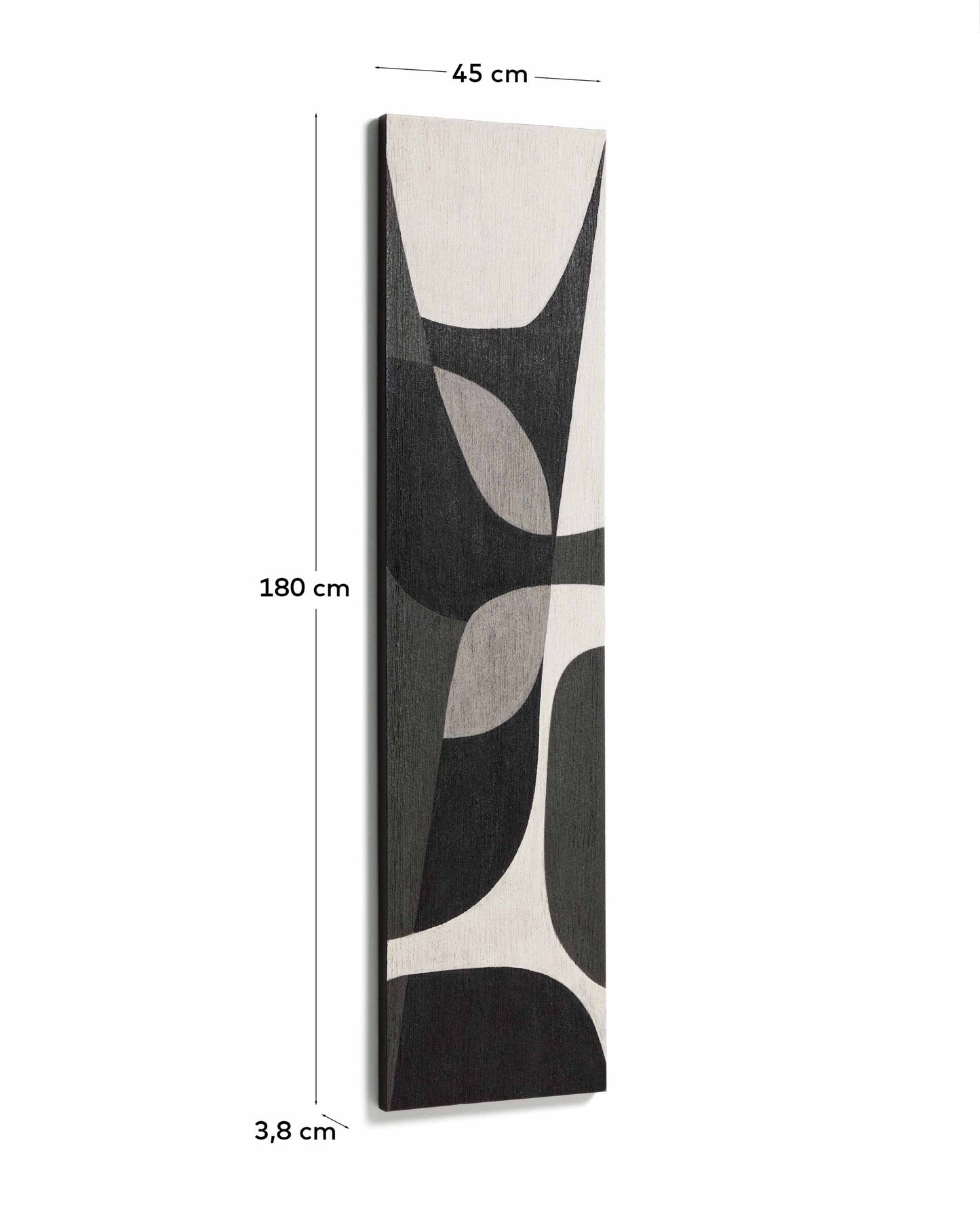 Quadro astratto Onure in bianco e nero (45 x 180 cm)