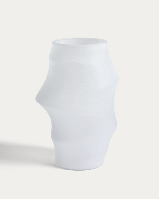 Vaso Neluo in vetro opalino bianco, 49 cm