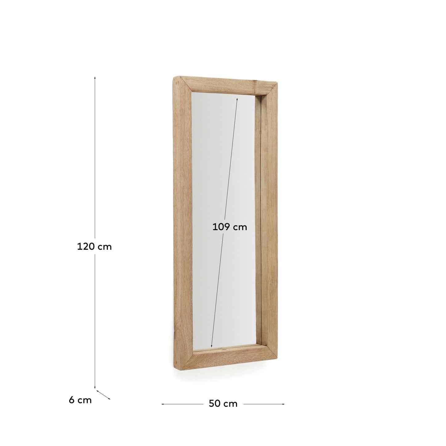 Specchio Maden di legno con finitura naturale 50 x 120 cm