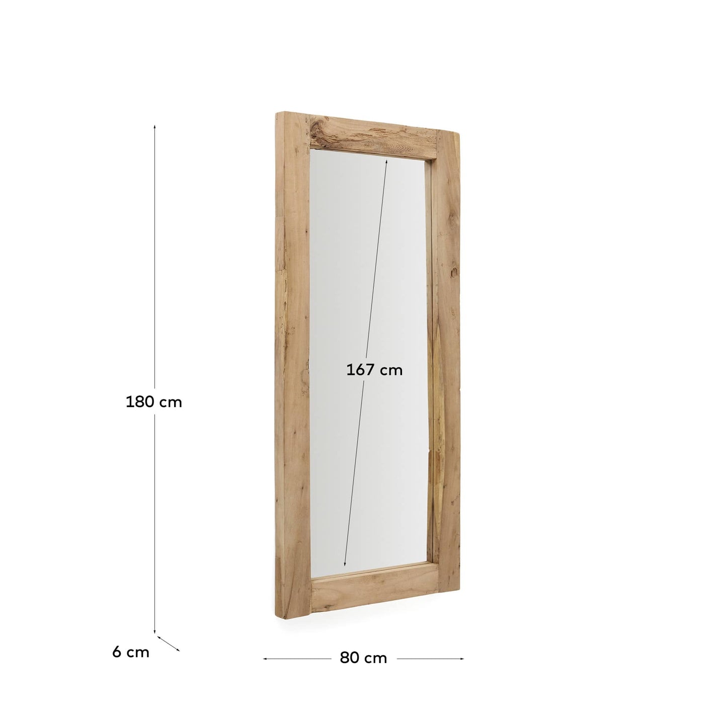 Specchio Maden di legno con finitura naturale 80 x 180 cm