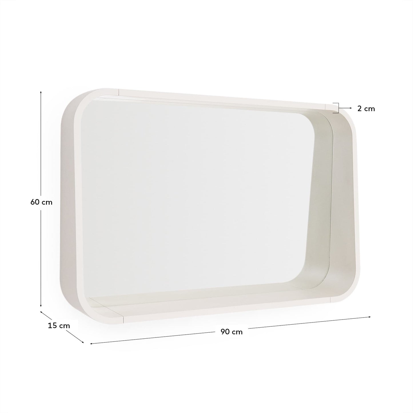 Specchio Salaya in legno compensato di frassino con finitura laccata beige 90 x 60 cm