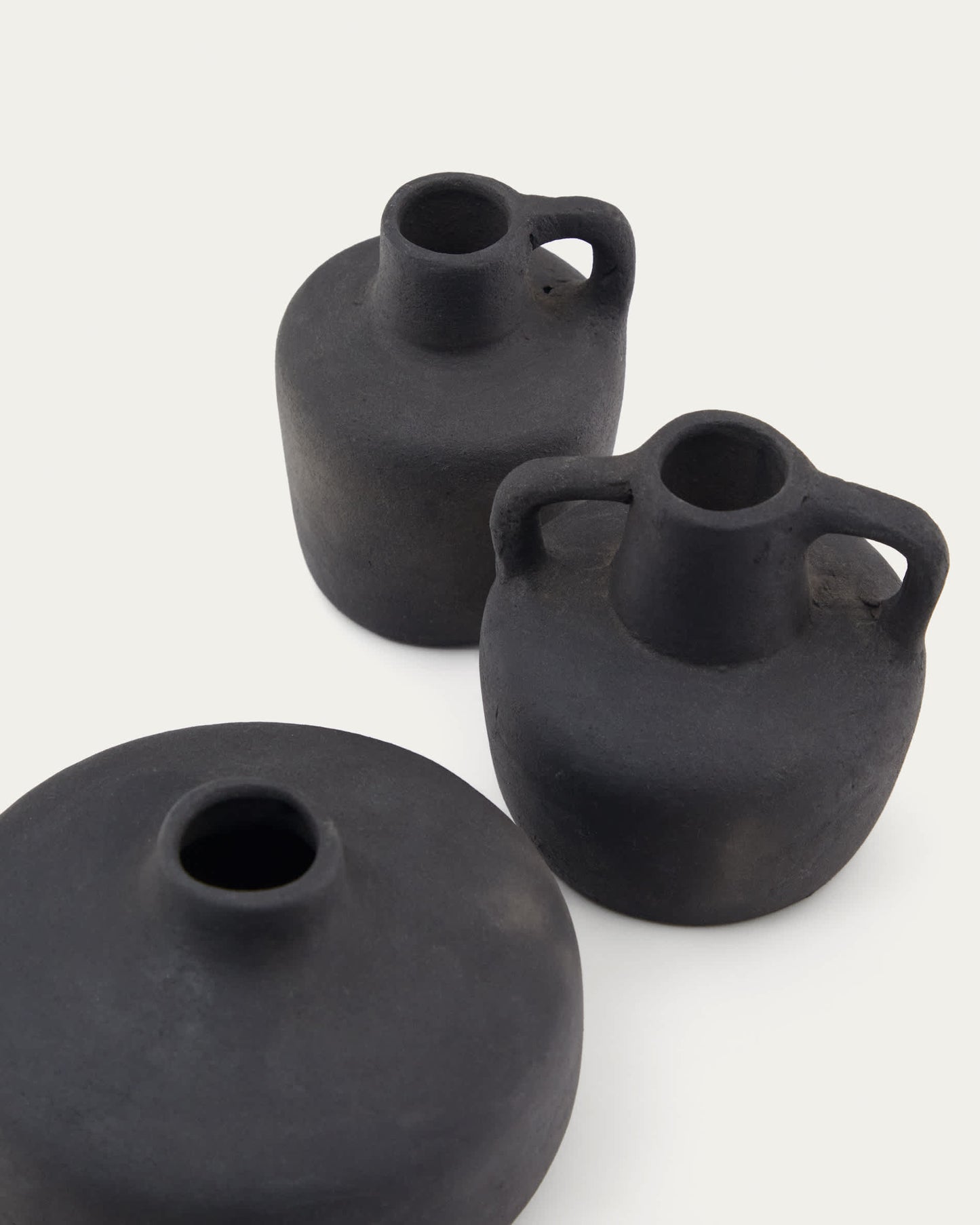 Vasi Sofra set di 3 in terracotta con finitura in nero 6 cm / 7 cm / 10 cm