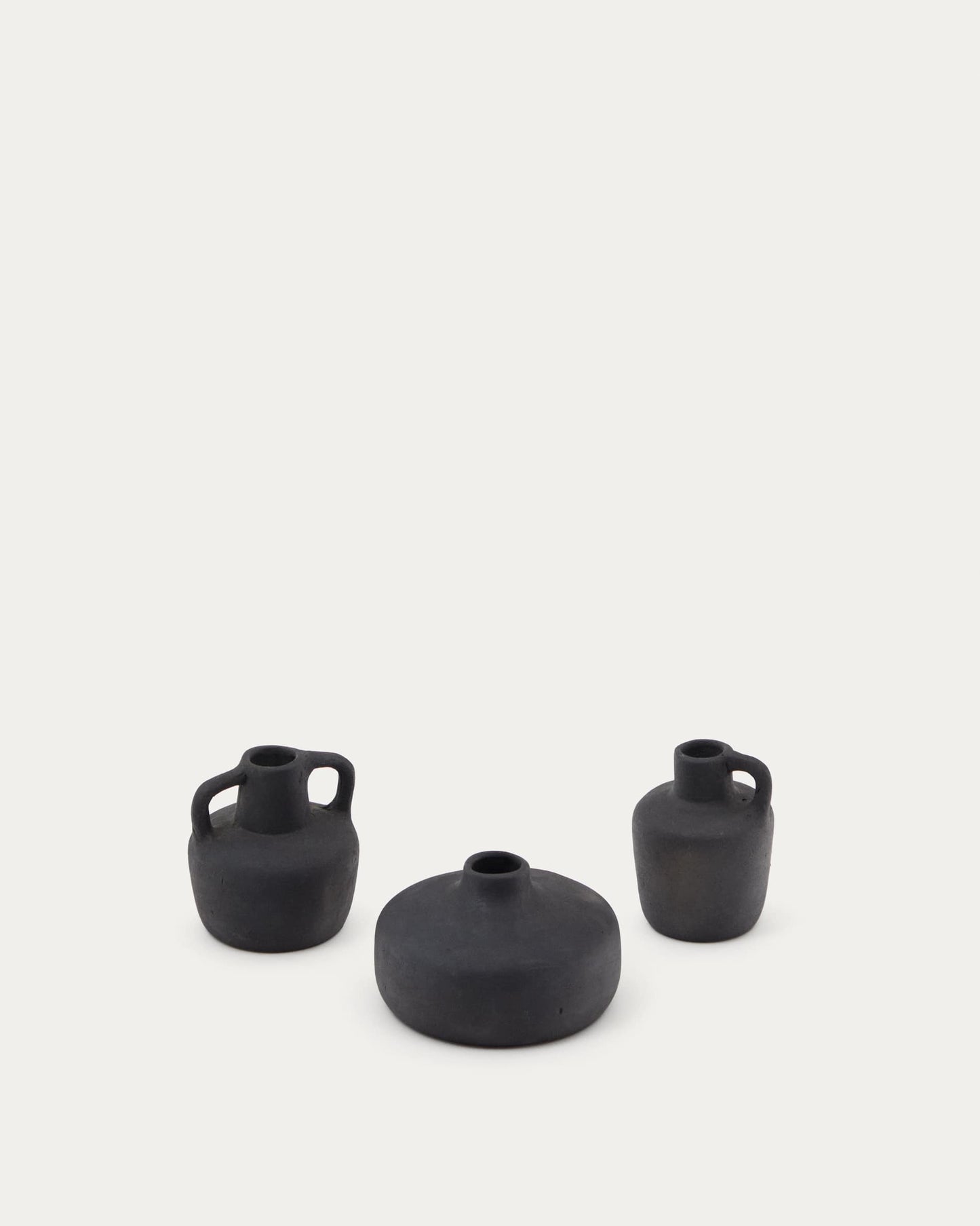 Vasi Sofra set di 3 in terracotta con finitura in nero 6 cm / 7 cm / 10 cm