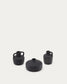 Vasi Sofra set di 3 in terracotta con finitura in nero 6 cm / 7 cm / 10 cm