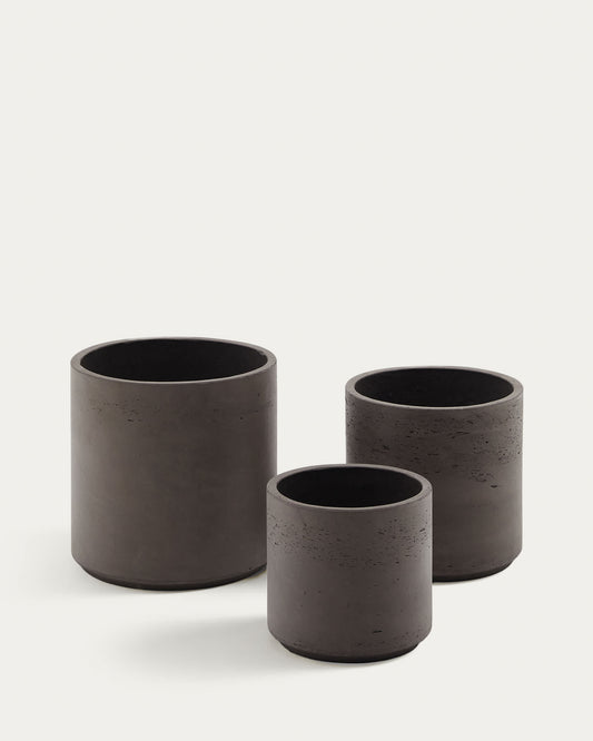 Set Sintina di 3 vasi in cemento e fibra di vetro grigio Ø 23 cm / Ø 27,5 cm / 32 cm