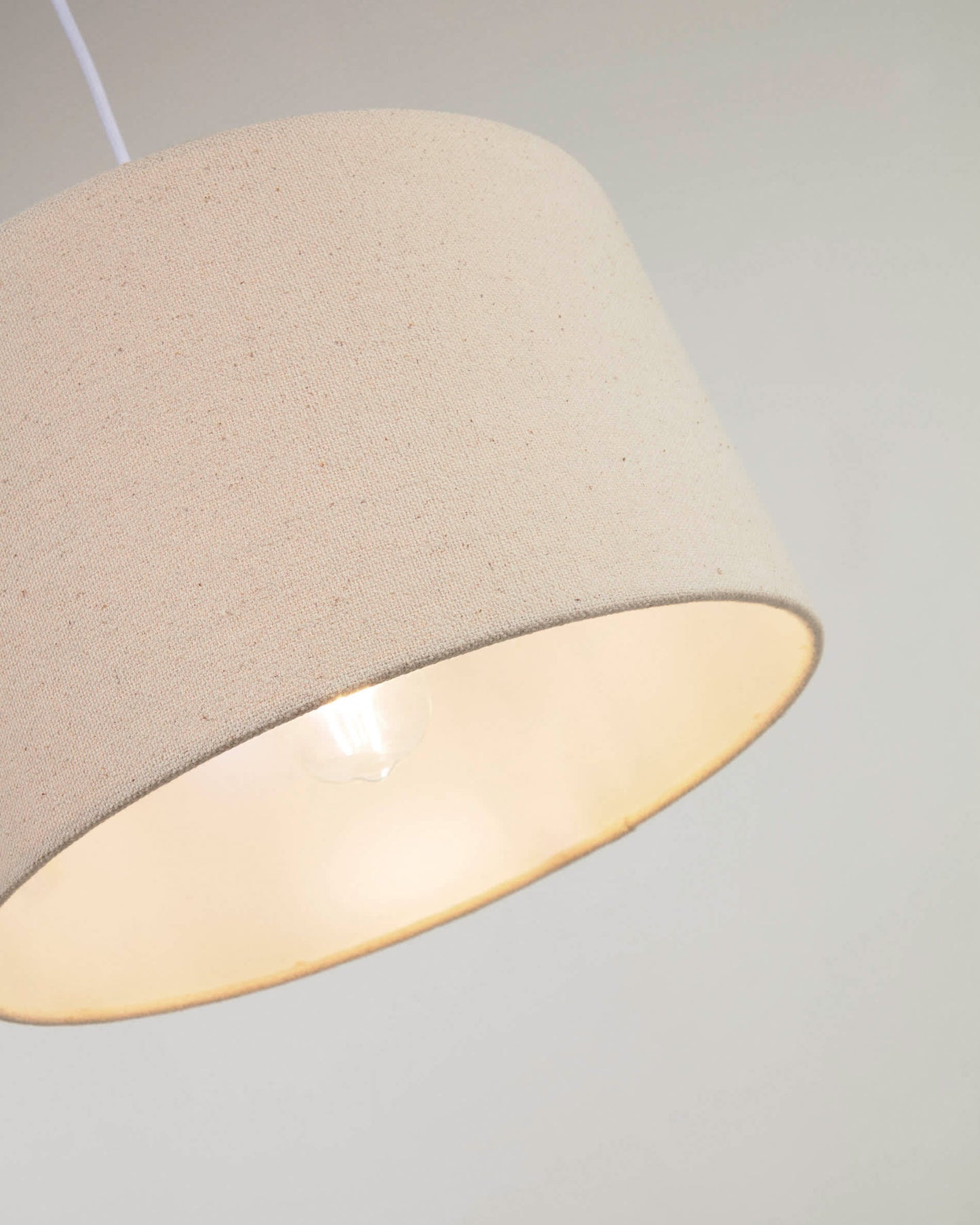 Plafoniera Nazli grande in lino con finitura beige Ø 50 cm