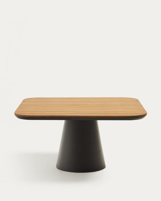 Tavolo da esterno Tudons in alluminio con finitura in grigio e teak 148 x 148 cm