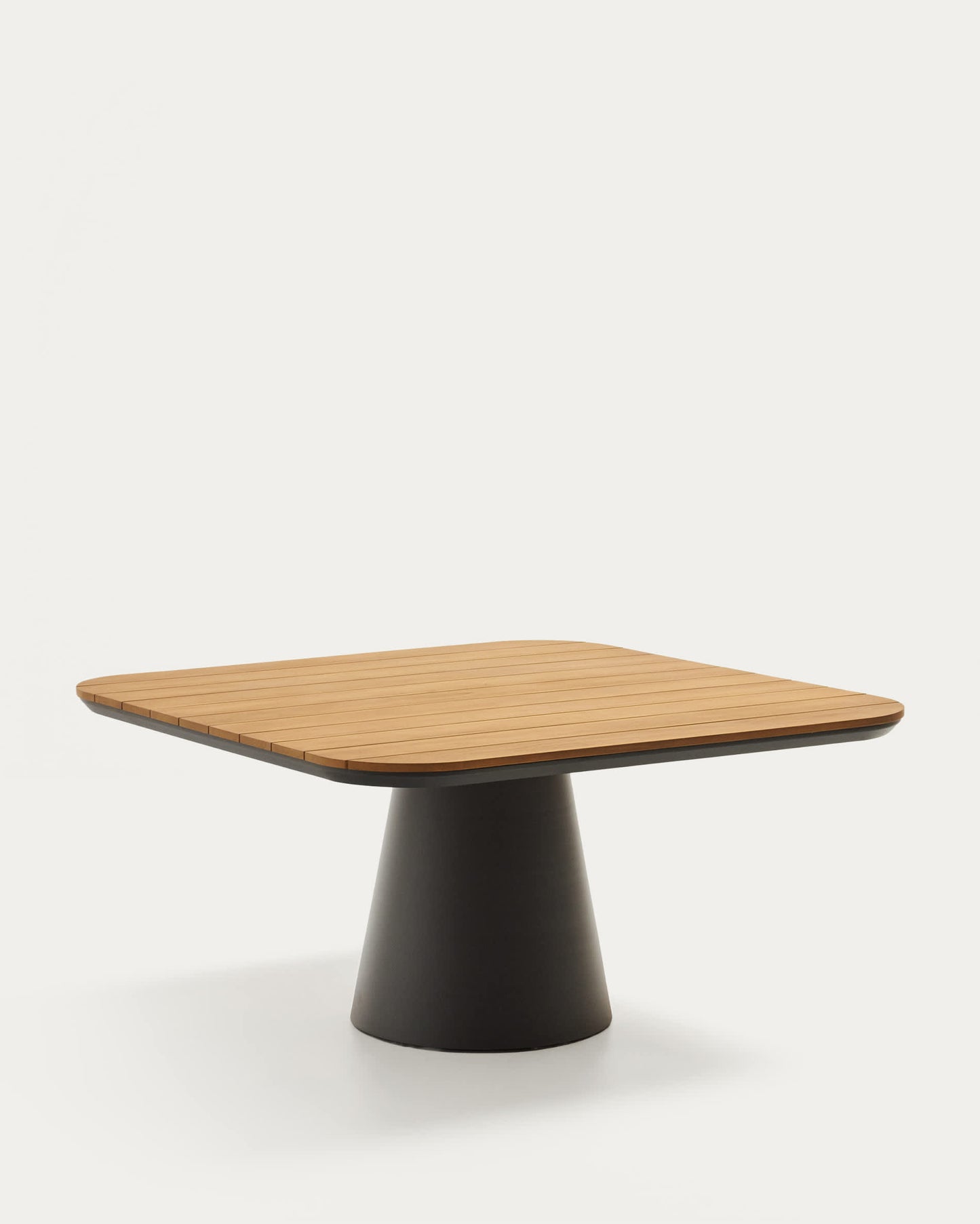 Tavolo da esterno Tudons in alluminio con finitura in grigio e teak 148 x 148 cm