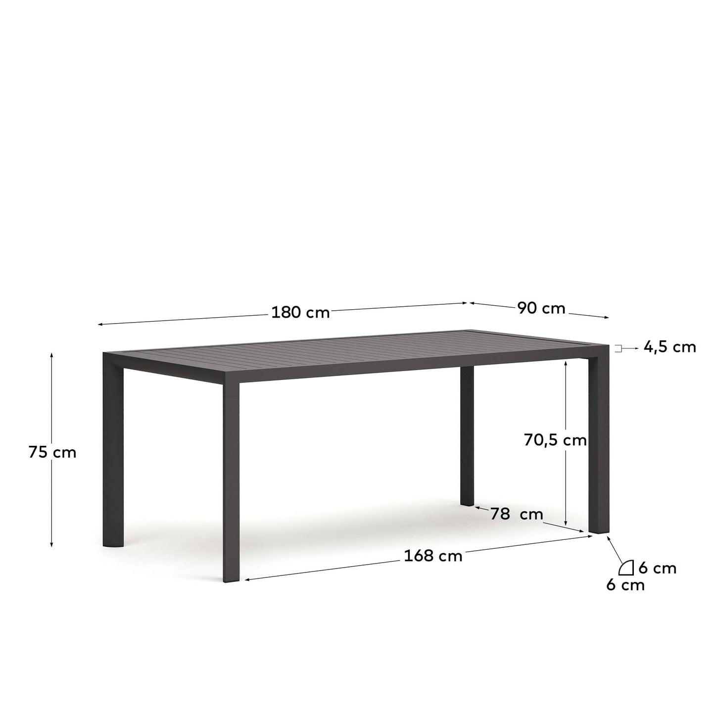 Tavolo da esterno Culip in alluminio finitura bianca 180 x 90 cm