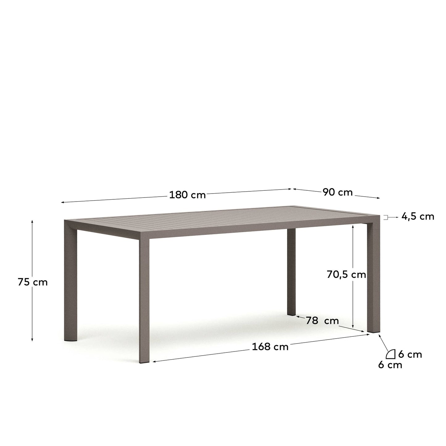 Tavolo da esterno Culip in alluminio finitura marrone 180 x 90 cm