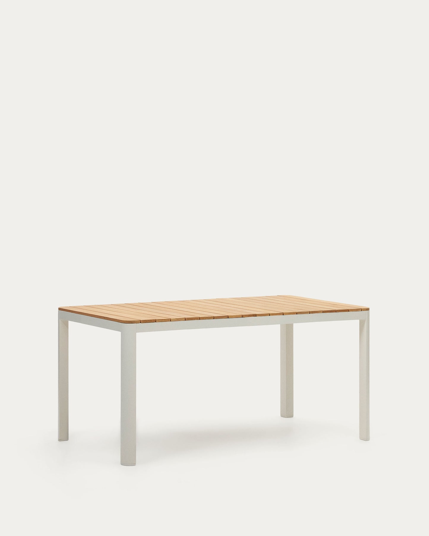 Tavolo 100% da esterno Bona legno massello di teca e alluminio finitura bianca 160x90 cm