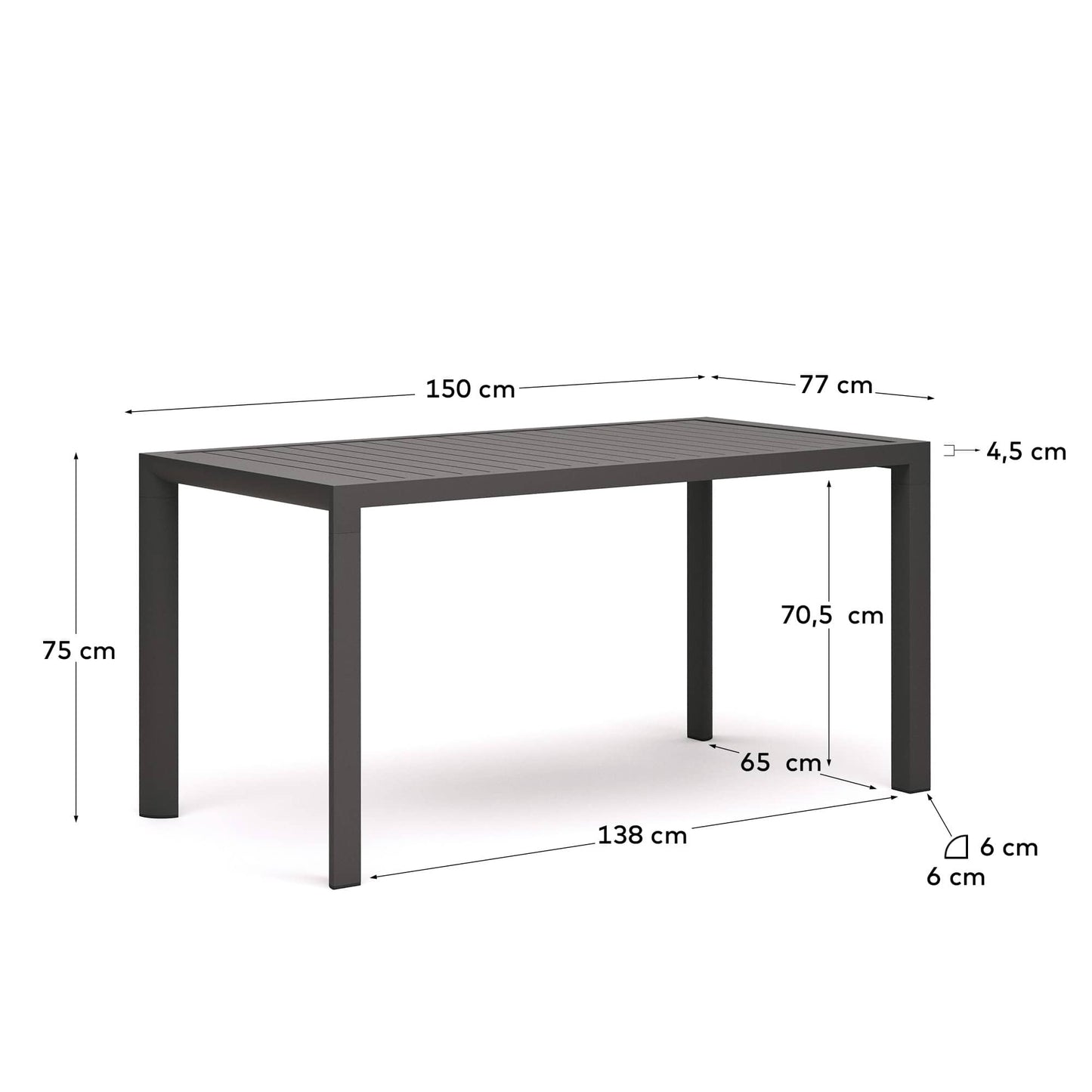 Tavolo da esterno Culip in alluminio finitura grigia 150 x 77 cm