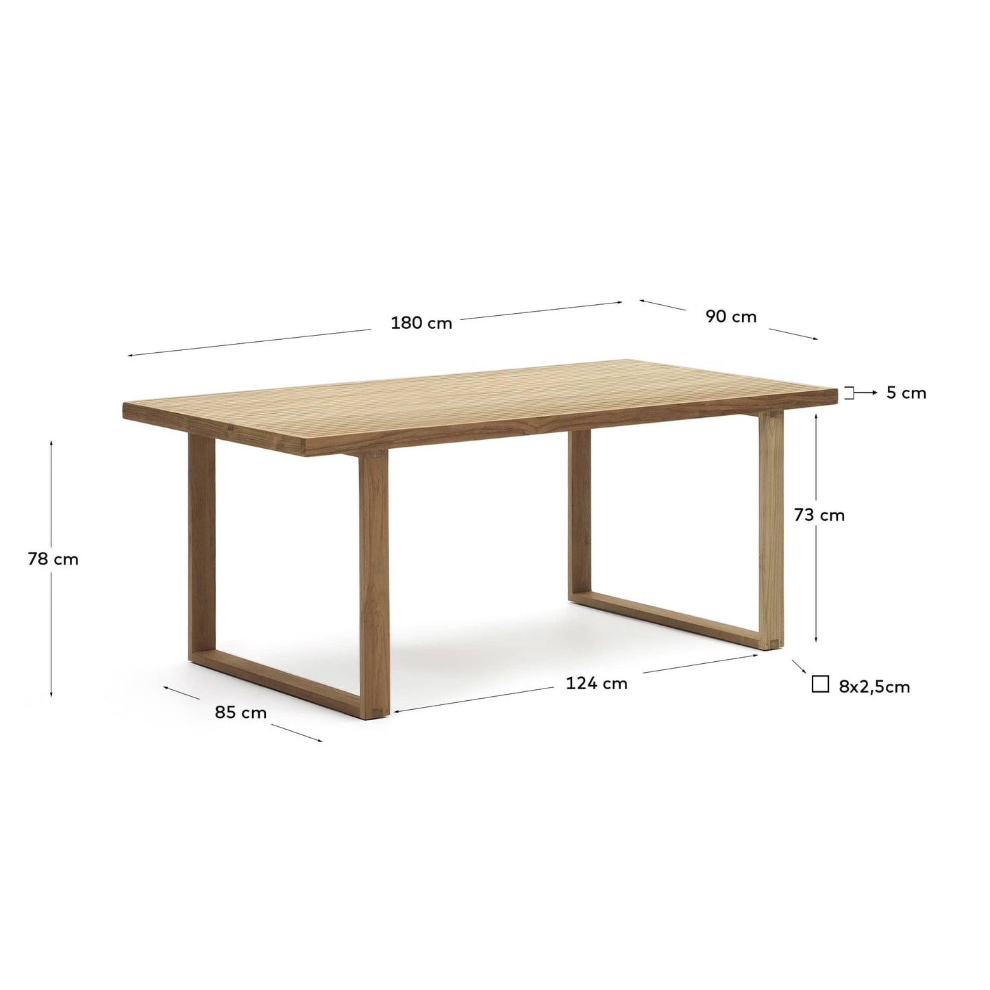 Tavolo Canadell outdoor in legno massiccio di teak riciclato 180 x 90 cm