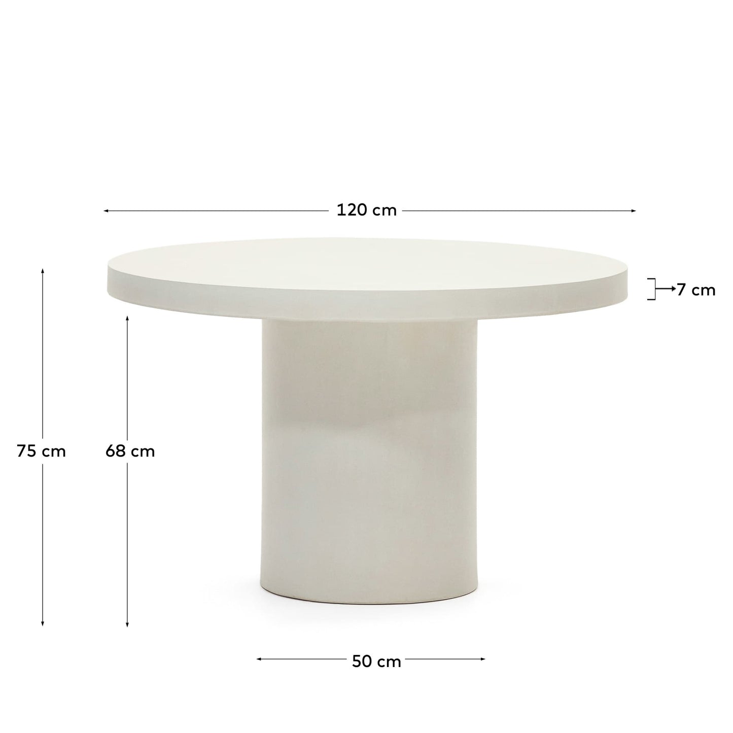 Tavolo rotondo Aiguablava in cemento bianco Ø 120 cm