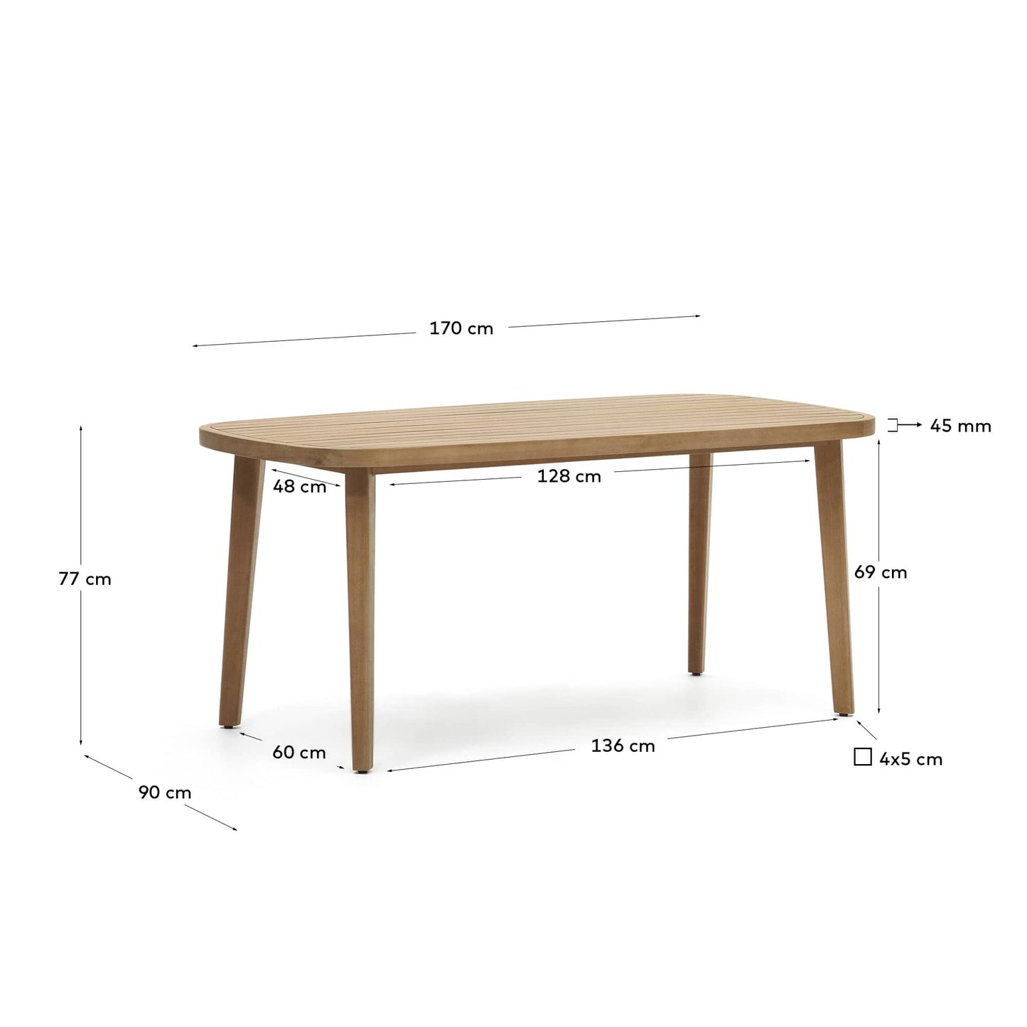 Tavolo da esterni Maset in legno massello di eucalipto 170 x 90