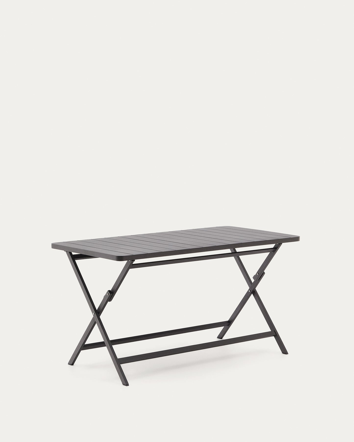 Tavolo da esterno pieghevole Torreta in alluminio con finitura grigio scuro 140 x 70 cm