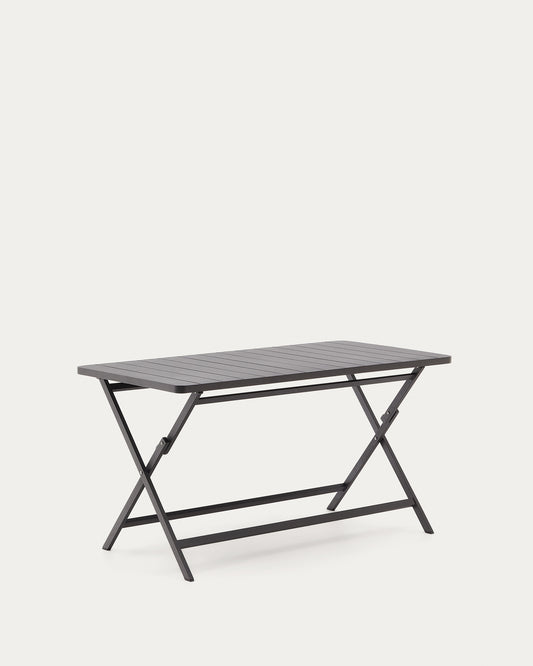 Tavolo da esterno pieghevole Torreta in alluminio con finitura grigio scuro 140 x 70 cm