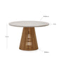 Tavolo rotondo da esterni Alcaufar in legno massiccio di teak e cemento grigio Ø 120 cm