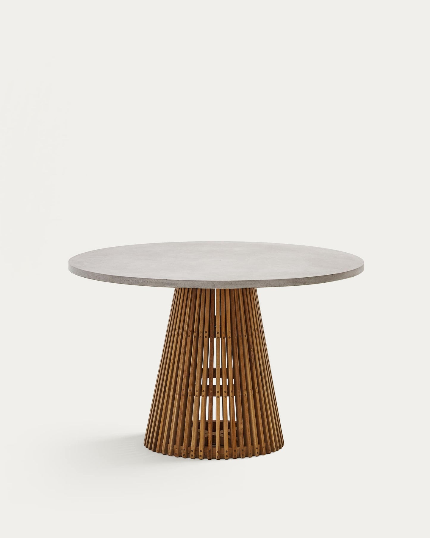 Tavolo rotondo da esterni Alcaufar in legno massiccio di teak e cemento grigio Ø 120 cm