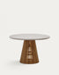 Tavolo rotondo da esterni Alcaufar in legno massiccio di teak e cemento grigio Ø 120 cm