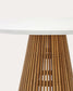 Tavolo rotondo da esterni Alcaufar in legno massiccio di teak e cemento bianco Ø 120 cm