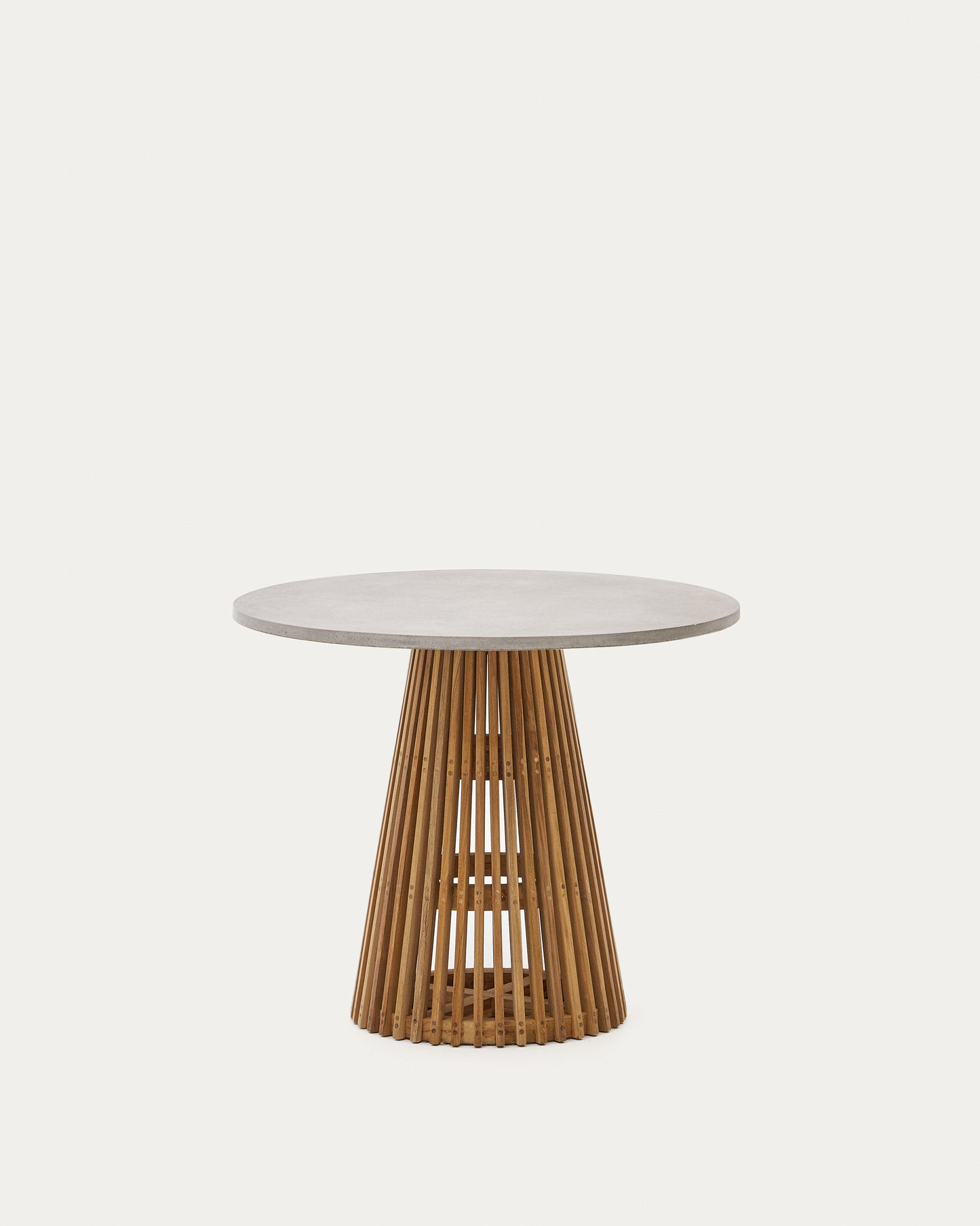 Tavolo rotondo da esterni Alcaufar in legno massiccio di teak e cemento grigio Ø 90 cm