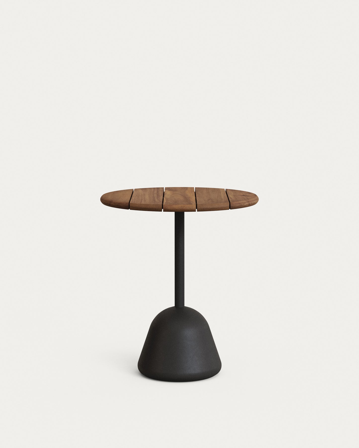 Tavolo Saura in metallo verniciato nero e piano in acacia finitura noce 75 x Ø 70 cm