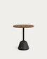 Tavolo Saura in metallo verniciato nero e piano in acacia finitura noce 75 x Ø 70 cm