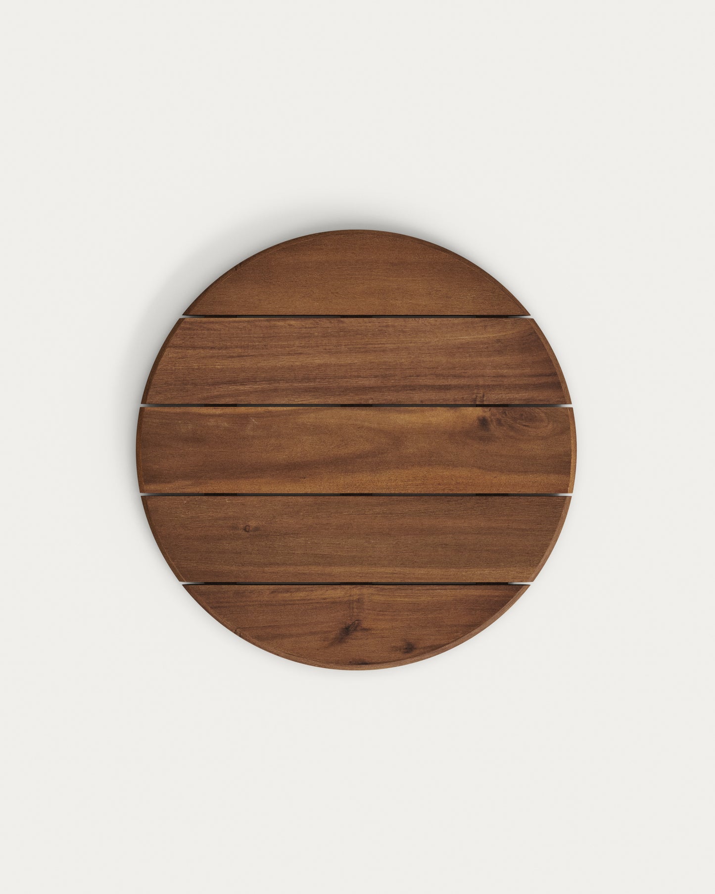 Tavolo Saura in metallo verniciato nero e piano in acacia finitura noce 75 x Ø 70 cm
