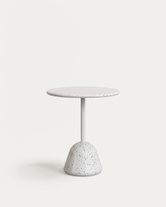 Tavolo Saura in terrazzo bianco con piano in terrazzo bianco 75 x Ø70