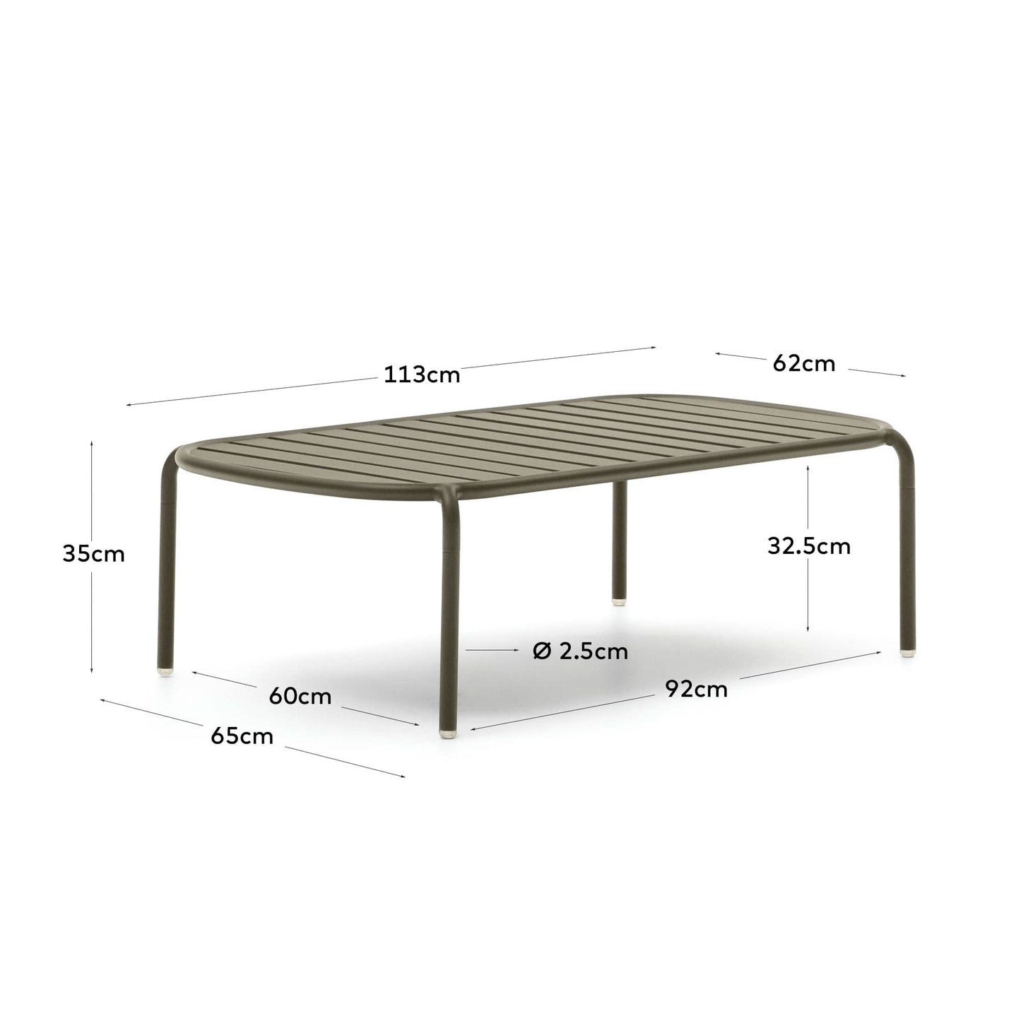 Tavolino da caffè da esterno Joncols in alluminio verniciato verde Ø 110 x 62 cm